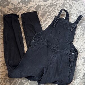 Women’s Old Navy Washed Black Full Length Overalls 10 Tall